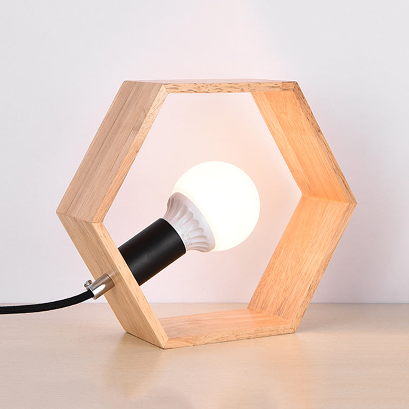 HexaGlow – Holz Tischlampe
