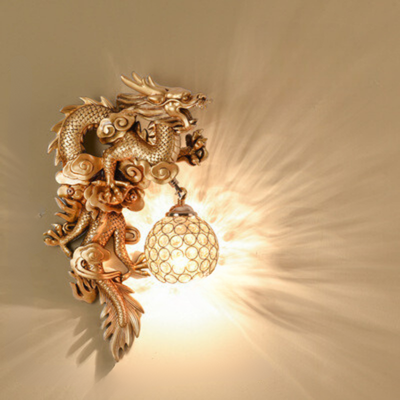 LuxeFlame – Drachen-Phönix-Wandleuchte
