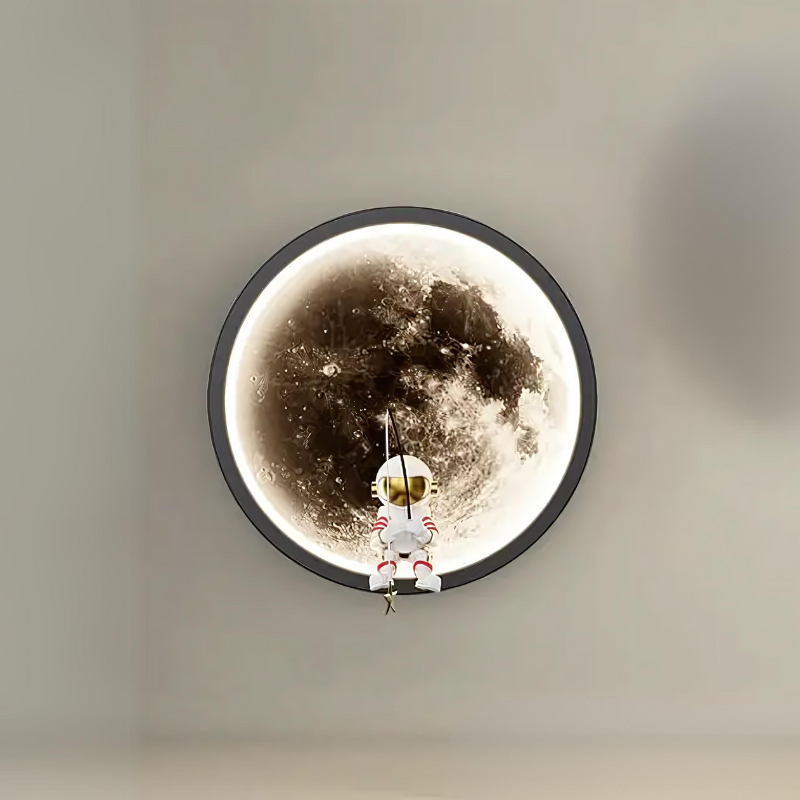 Velmir - LED-Wandleuchte mit Mond- und Astronautenmotiv