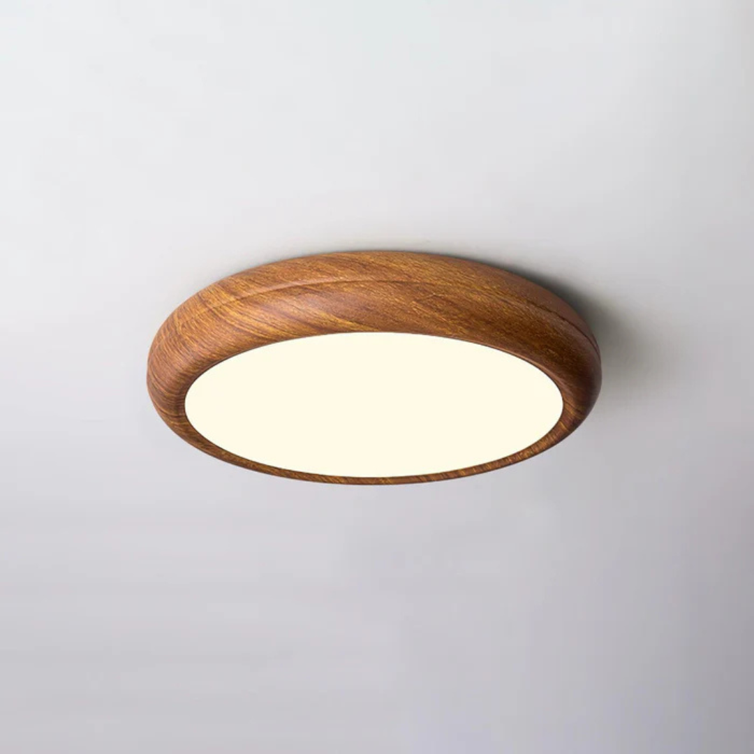 Laterne - Runde LED-Deckenlampe aus Holz