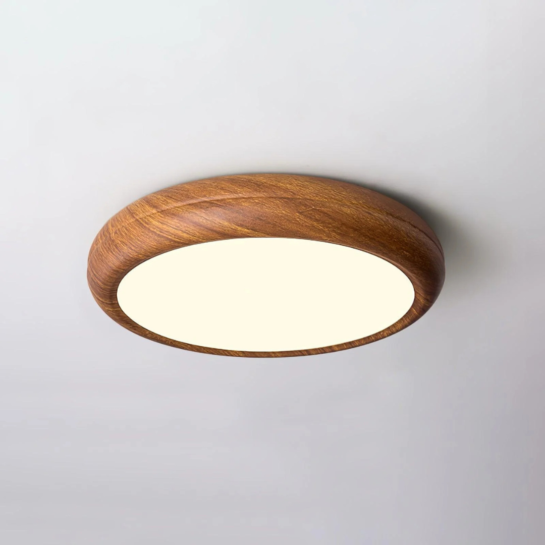 Laterne - Runde LED-Deckenlampe aus Holz
