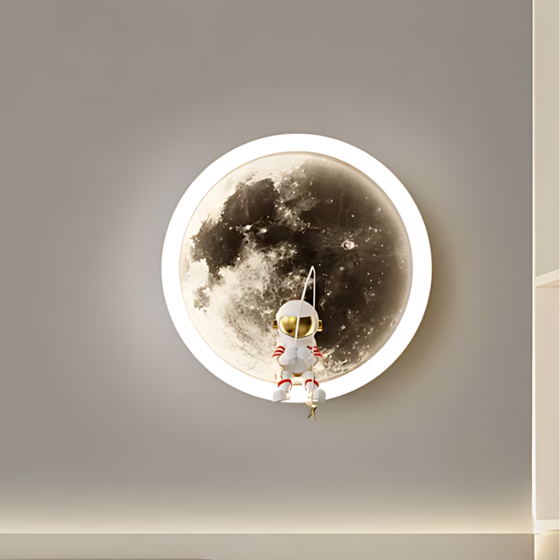 Velmir - LED-Wandleuchte mit Mond- und Astronautenmotiv