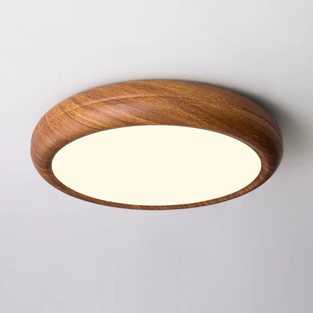 Laterne - Runde LED-Deckenlampe aus Holz