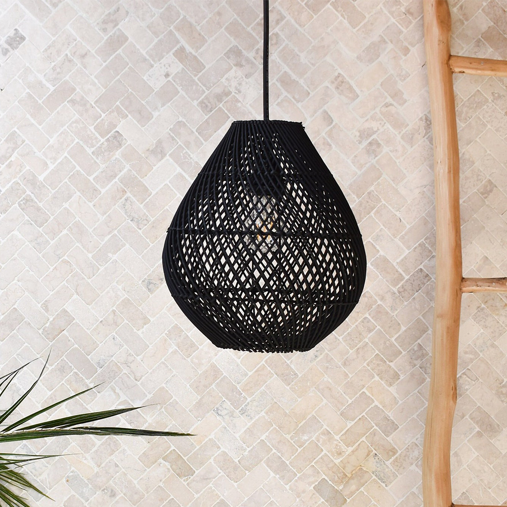 BohoLuxe - Rattan Deckenlampe Schwarz