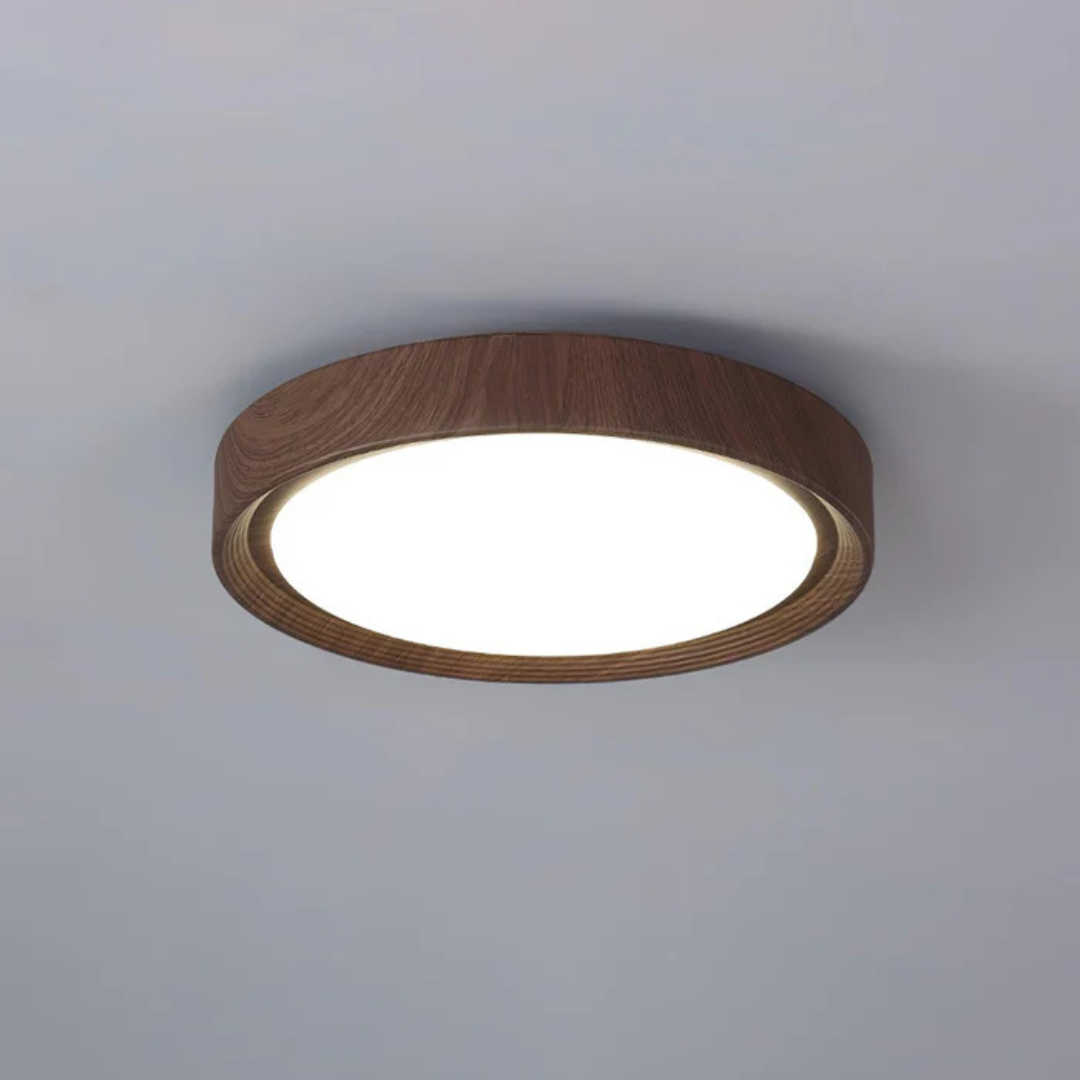 Laterne - Runde LED-Deckenlampe aus Holz
