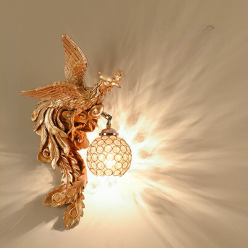 LuxeFlame – Drachen-Phönix-Wandleuchte