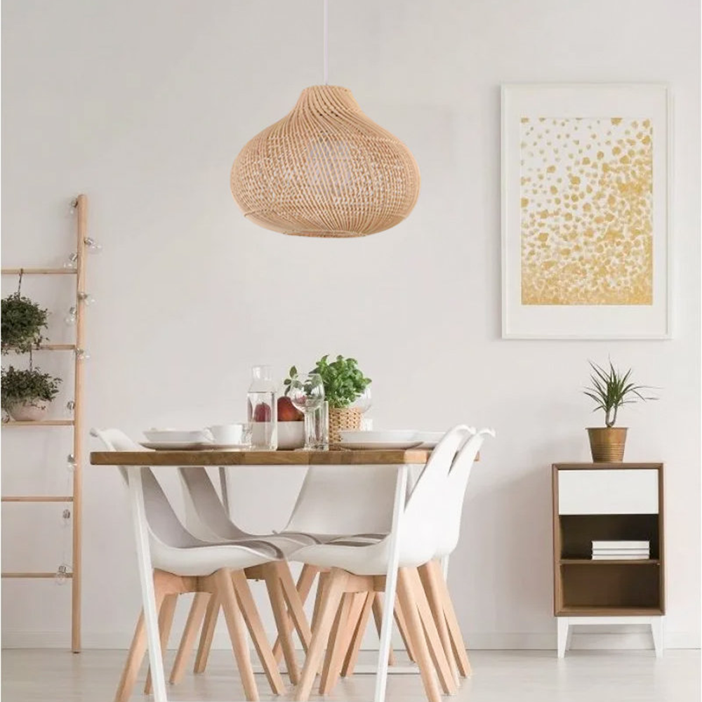 BohoLuxe – Handgefertigte Rattan-Hängelampe