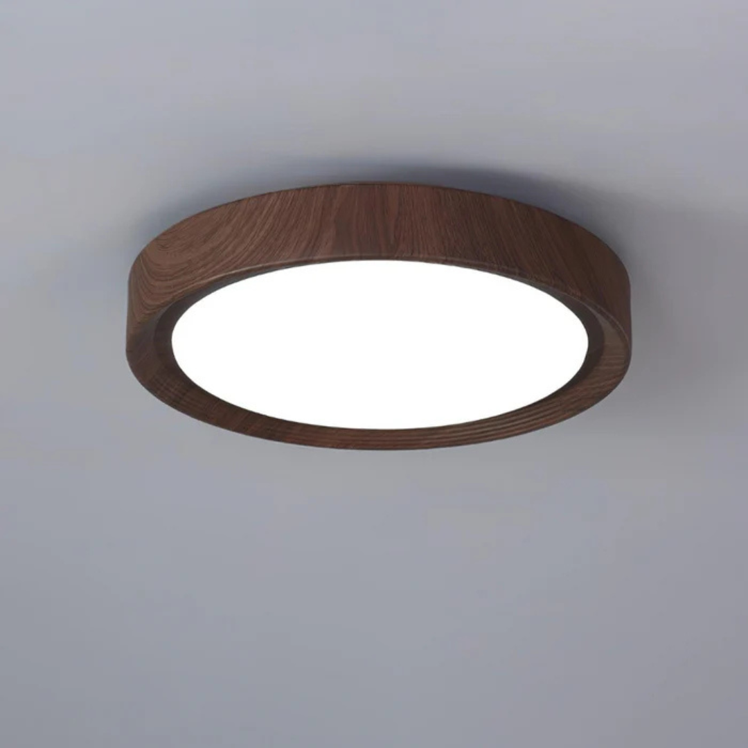 Laterne - Runde LED-Deckenlampe aus Holz