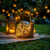 Dekorative Gartenlampe in Schneckenform