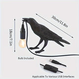 RavenLicht – Schwarze Krähe Tischlampe