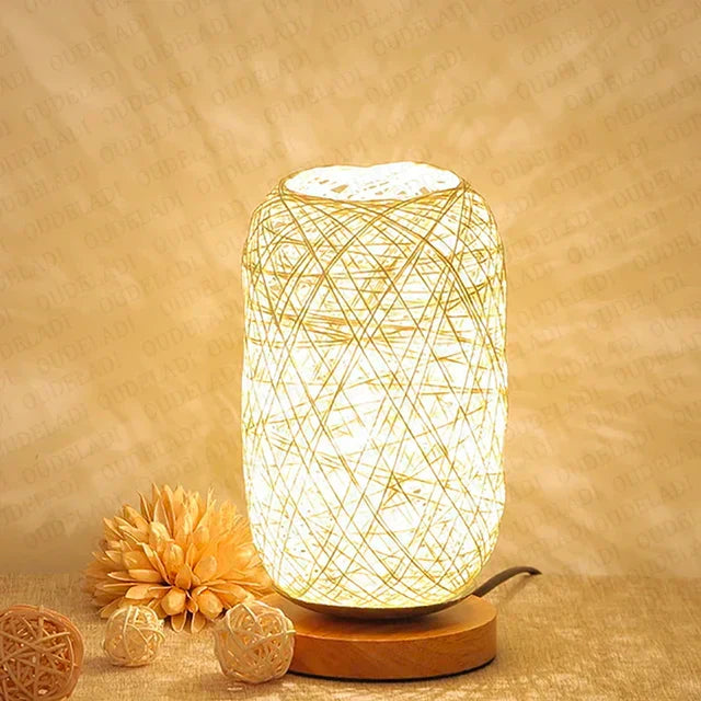 RusticGlow - Holz Tischlampe