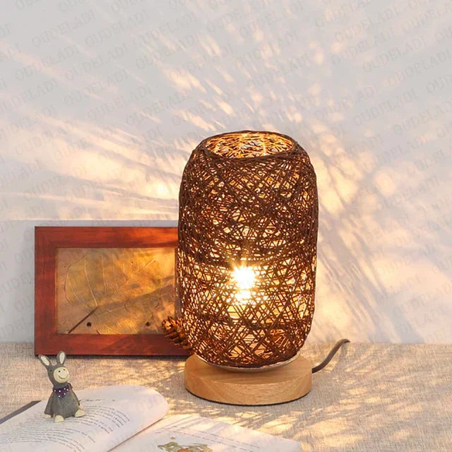 RusticGlow - Holz Tischlampe