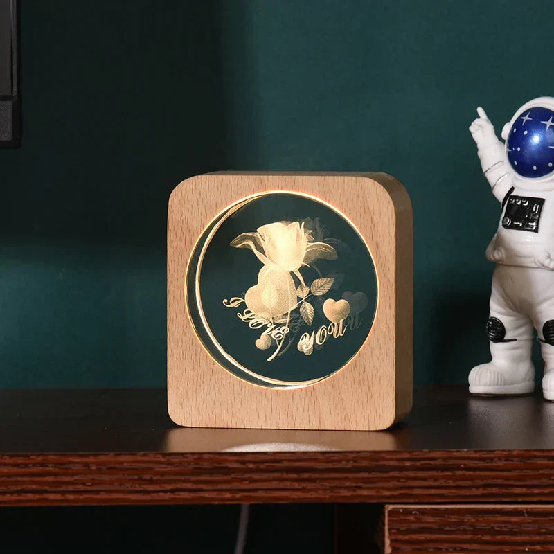LumiWood – Gravierte Holz Nachtlampe