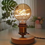 RetroLED - Vintage Tischlampe Holzfuß