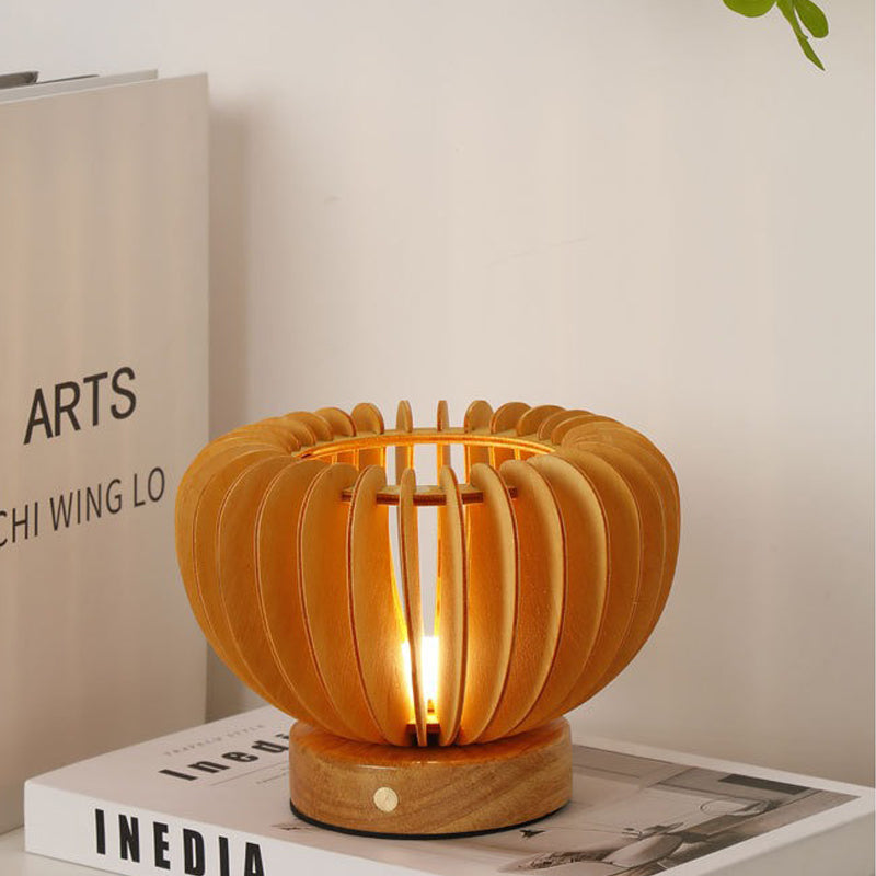 PumpkinGlow - Holz Tischlampe