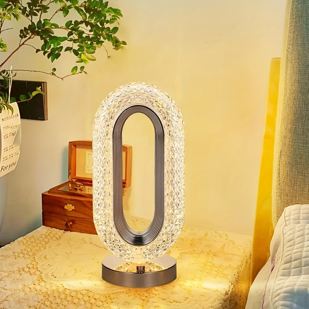 LuxeGlow - Ovale Kristall Tischlampe